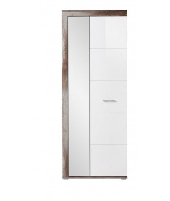 Armoire palette en aggloméré et MDF, avec miroir et 2 portes Krone Blanc / Natural, l77xA38xH202 cm Fin de série