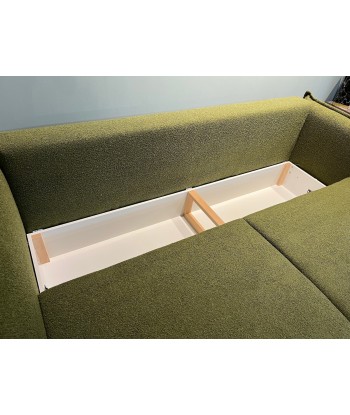 Canapé Extensible, 3 Places, Coffre de Rangement, Rembourré en Tissu, Oreillers Inclus, Amalia Vert Olive, L232xL105xH90 cm paiement sécurisé