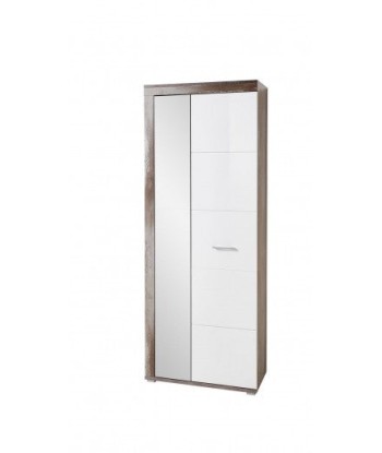 Armoire palette en aggloméré et MDF, avec miroir et 2 portes Krone Blanc / Natural, l77xA38xH202 cm Fin de série