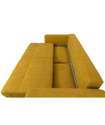 Canapé Extensible, 3 Places, Coffre de Rangement, Tapissé de Tissu, Coussins Inclus, Kary, Moutarde, L246xL111xH93 cm le concept de la Pate a emporter 