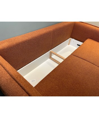 Canapé Extensible, 3 Places, Coffre de Rangement, Tapissé de Tissu, Coussins Inclus, Amalia, Brique, L232xH105xH90 cm à prix réduit toute l'année