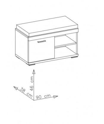 Banc capitonné en tissu avec 1 porte Krone Marron / Blanc, l90xA38xH46 cm les ligaments