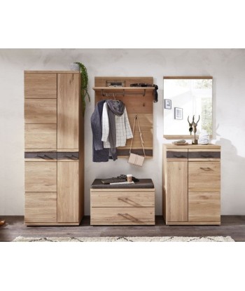 Meuble d'entrée 2 portes placage et bois, Crispin Natur, l71xA39xH202 cm commande en ligne