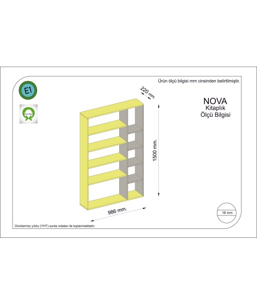 Biblioteca din pal, Nova Galben / Antracit, l98,6xA22xH150 cm les ligaments