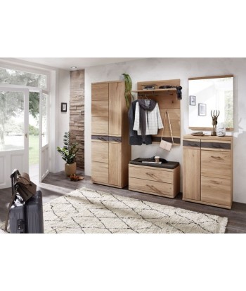 Meuble d'entrée 2 portes placage et bois, Crispin Natur, l71xA39xH202 cm commande en ligne