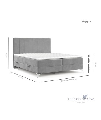 Pat rabatabil cu lada de depozitare, tapitat cu stofa, Aggaz Boxspring Velvet Gri destockage