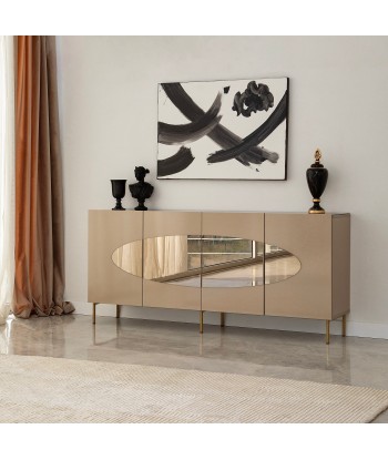 Comoda din MDF si plastic, cu 4 usi, Lago Auriu / Alama, l180xA40xH80 cm ouvre sa boutique