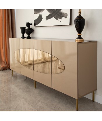 Comoda din MDF si plastic, cu 4 usi, Lago Auriu / Alama, l180xA40xH80 cm ouvre sa boutique