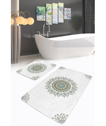 Set 2 covorase pentru baie antiderapante din poliester, Ferhat BPS372 Rectangle Multicolor, 100 x 60 cm / 60 x 50 cm solde