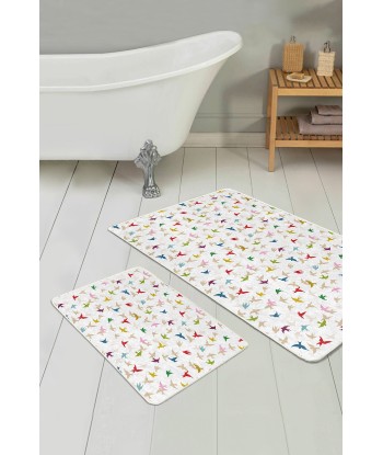 Set 2 covorase pentru baie antiderapante din poliester, Ferhat BPS374 Rectangle Multicolor, 100 x 60 cm / 60 x 50 cm Véritable concentré