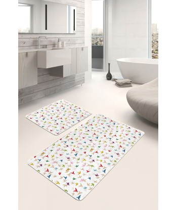 Set 2 covorase pentru baie antiderapante din poliester, Ferhat BPS374 Rectangle Multicolor, 100 x 60 cm / 60 x 50 cm Véritable concentré