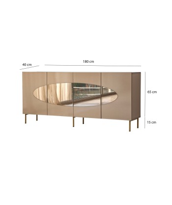 Comoda din MDF si plastic, cu 4 usi, Lago Auriu / Alama, l180xA40xH80 cm ouvre sa boutique