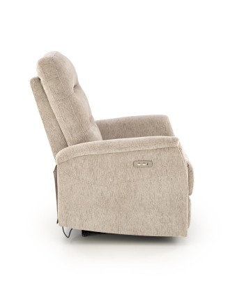 Fotoliu Recliner cu mecanism electric, tapitat cu stofa, Jamal Bej, l80xA90xH105 cm français