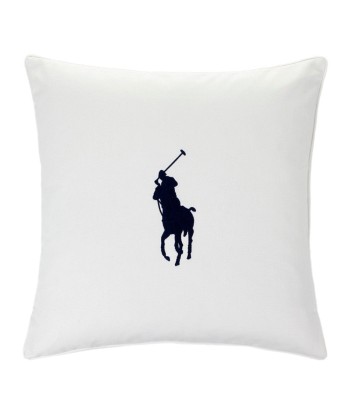 Coussin Blanc Pony Bleu Marine français