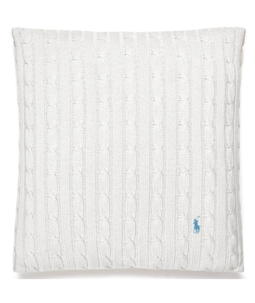 Coussin Cable Coton Blanc solde