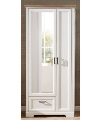 Meuble d'entrée en MDF avec miroir, 2 portes et 1 tiroir, Jessie Beige ouvert, l93xA41xH204 cm basket pas cher