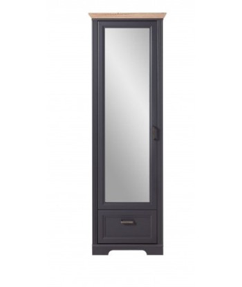 Meuble d'entrée en MDF avec miroir, 1 porte et 1 tiroir, Jessie Grafit, l65xA41xH204 cm acheter en ligne