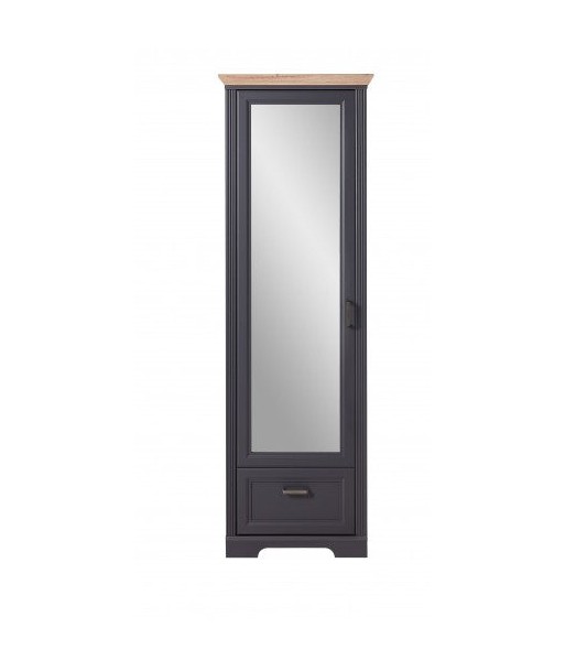 Meuble d'entrée en MDF avec miroir, 1 porte et 1 tiroir, Jessie Grafit, l65xA41xH204 cm acheter en ligne