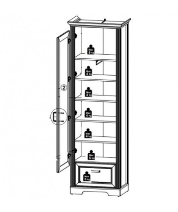 Meuble d'entrée en MDF avec miroir, 1 porte et 1 tiroir, Jessie Grafit, l65xA41xH204 cm acheter en ligne