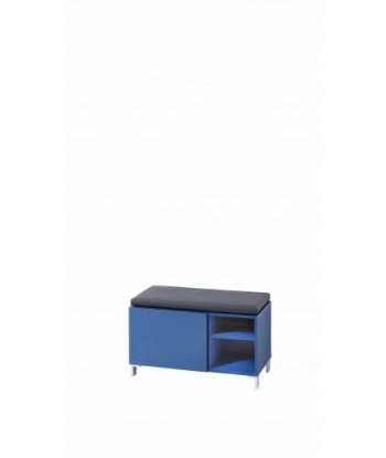 Banc tapissé de cuir écologique, avec 1 porte Kalis Bleu, l80xA39xH48 cm livraison gratuite