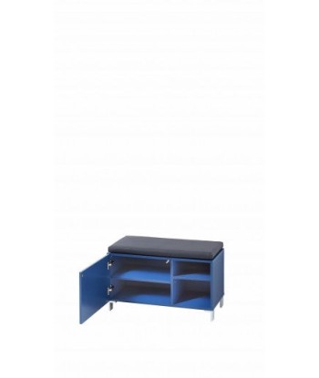 Banc tapissé de cuir écologique, avec 1 porte Kalis Bleu, l80xA39xH48 cm livraison gratuite