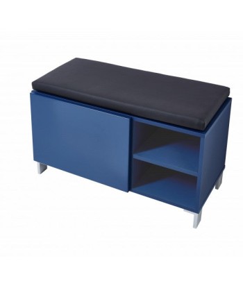 Banc tapissé de cuir écologique, avec 1 porte Kalis Bleu, l80xA39xH48 cm livraison gratuite