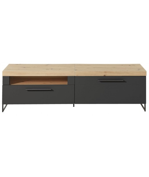 Commode TV en MDF, avec 1 tiroir et 1 porte Loftis Graphite / Chêne, l192xA44xH55 cm offre 