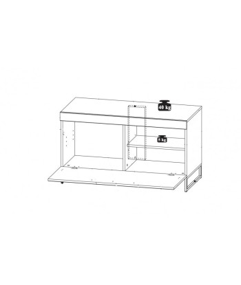 Meuble MDF 1 porte Loftis Graphite / Chêne, l96xA44xH55 cm pas cheres