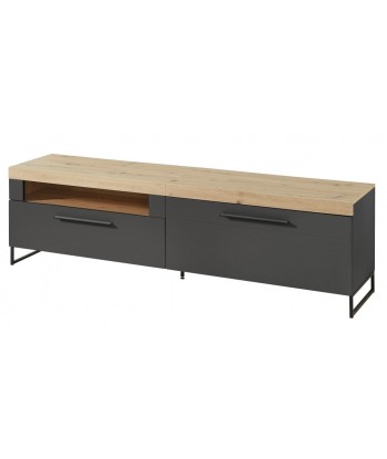 Commode TV en MDF, avec 1 tiroir et 1 porte Loftis Graphite / Chêne, l192xA44xH55 cm offre 