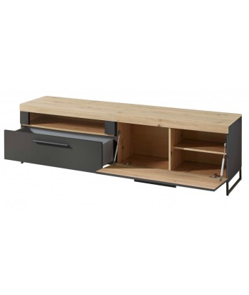 Commode TV en MDF, avec 1 tiroir et 1 porte Loftis Graphite / Chêne, l192xA44xH55 cm offre 