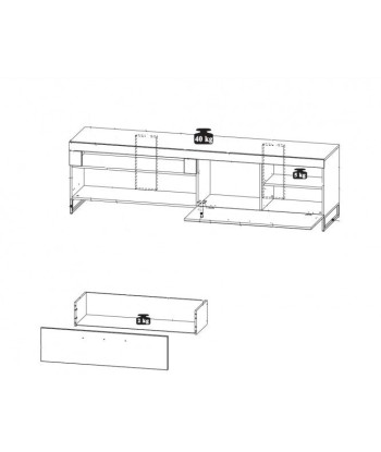 Commode TV en MDF, avec 1 tiroir et 1 porte Loftis Graphite / Chêne, l192xA44xH55 cm offre 