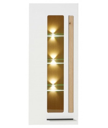 Vitrine suspendue en MDF, avec 1 porte et LED incluses Loftis Blanc / Chêne, l52xA37xH128 cm vente chaude votre 