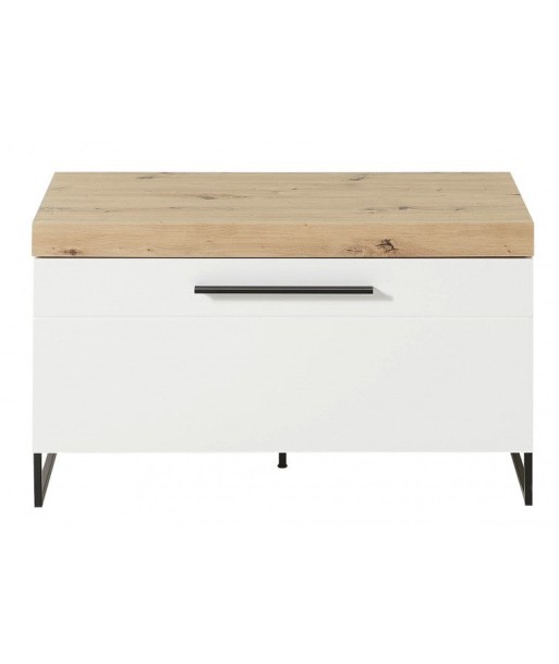 Meuble MDF 1 porte Loftis Blanc / Chêne, l96xA44xH55 cm Fin de série