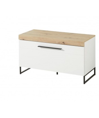 Meuble MDF 1 porte Loftis Blanc / Chêne, l96xA44xH55 cm Fin de série