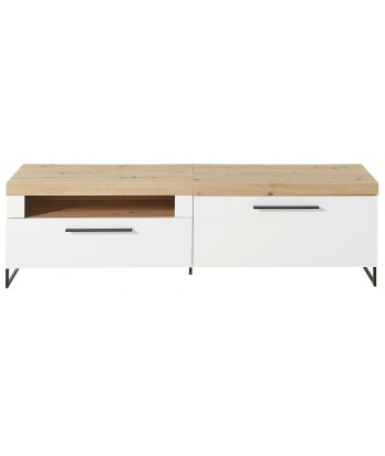 Commode TV en MDF, avec 1 tiroir et 1 porte Loftis Blanc / Chêne, l192xA44xH55 cm ou a consommer sur place