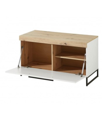 Meuble MDF 1 porte Loftis Blanc / Chêne, l96xA44xH55 cm Fin de série