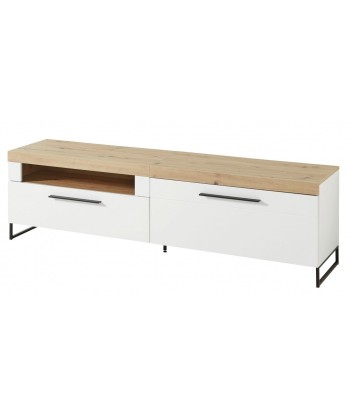 Commode TV en MDF, avec 1 tiroir et 1 porte Loftis Blanc / Chêne, l192xA44xH55 cm ou a consommer sur place