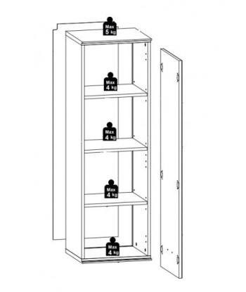 Meuble suspendu en bois et MDF avec 1 porte, Madeline Grafit, l40xA36xH125 cm Livraison rapide