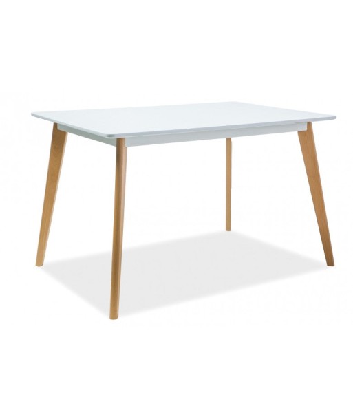 Table en MDF et bois de hêtre Declan I Blanc, L120xl80xh75 cm la chaussure