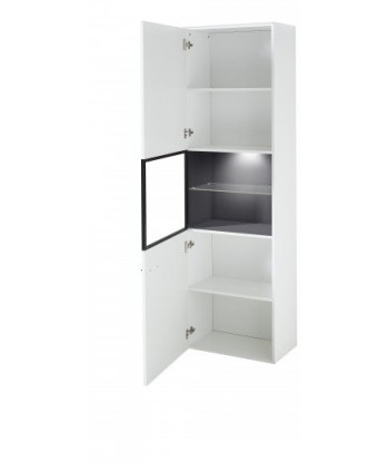 Vitrine en bois et MDF 1 porte, Madeline Blanc / Graphite, l60xA36xH199 cm Voir les baskets