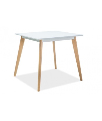 Table en MDF et bois de hêtre Declan II Blanc, L80xl80xh75 cm le concept de la Pate a emporter 