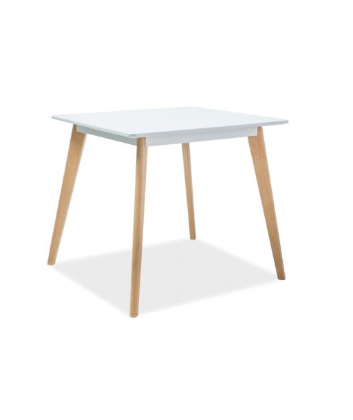 Table en MDF et bois de hêtre Declan II Blanc, L80xl80xh75 cm le concept de la Pate a emporter 