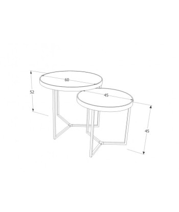 Set de 2 tables basses en verre et métal Delia II Noir / Chrome, Ø60xH52 cm / Ø45xH45 cm plus qu'un jeu 