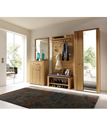 Armoire d'entrée palette avec miroir 2 portes, Natur Plus, l74xA40xH200 cm en linge