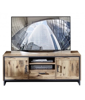 Commode TV en bois, avec 1 tiroir et 2 portes Pato Naturel / Graphite, l155xA45xH61 cm l'achat 