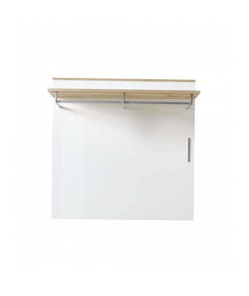 Cintre avec étagère en MDF, Renos Blanc / Hêtre, l100xA30xH99 cm Fin de série