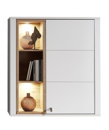 Meuble suspendu en bois et MDF avec 1 porte, Selina Blanc / Naturel, l92xA41xH101 cm meilleur choix