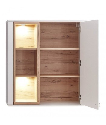 Meuble suspendu en bois et MDF avec 1 porte, Selina Blanc / Naturel, l92xA41xH101 cm meilleur choix