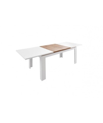 Table extensible en aggloméré et MDF Selina Blanc / Naturel, L160-240xl90xH76 cm en linge