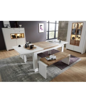 Table extensible en aggloméré et MDF Selina Blanc / Naturel, L160-240xl90xH76 cm en linge